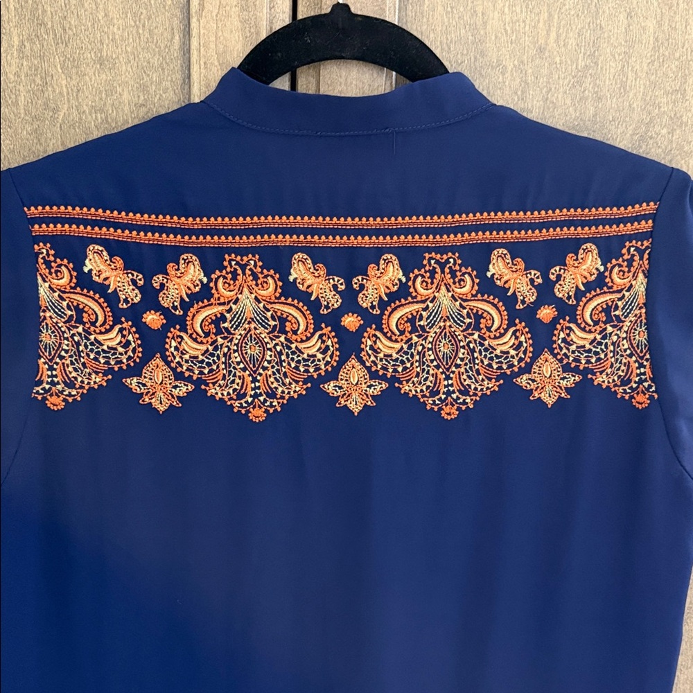 THML Deep Blue Embroidered Top - Picture 9 of 14